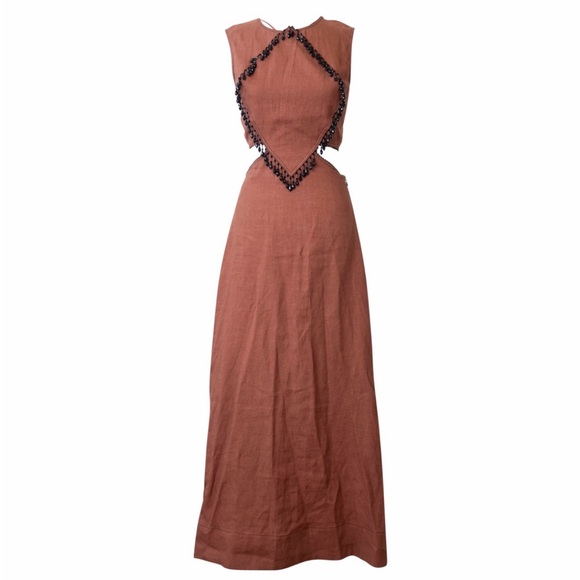 ワンピース GANNI Woman Dress Brown W0436 943 Ganni Printed Viscose Chiffon Maxi Dress Brown/Beige | BSTN